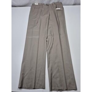 Manzini Dress Pants Mens 44x37 Beige Wool Pleated Straight Super 100s Italy NWT